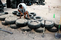 We use dumped tyres as a major building block 